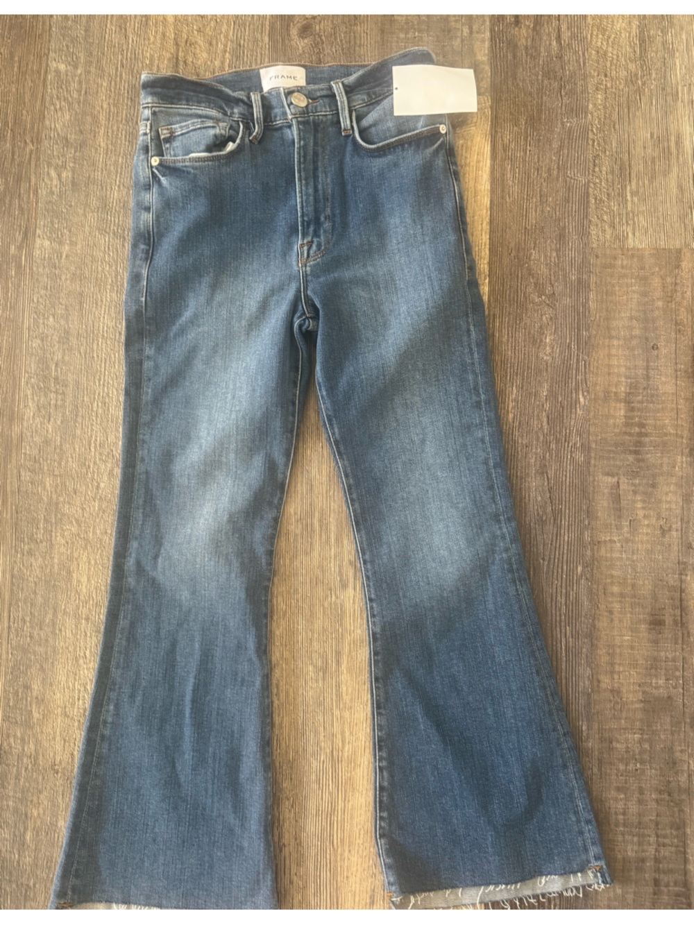 NEW Frame Denim Le Crop Flare Jeans Cropped raw hem Size 26 High Waist samson